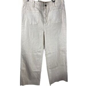 OAT New York High Rise Wide Leg Pants Beige Sand Cotton Blend 12/31 P0054-SJ